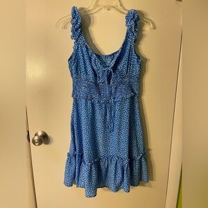 Blue Polka Dot Ruffle Dress